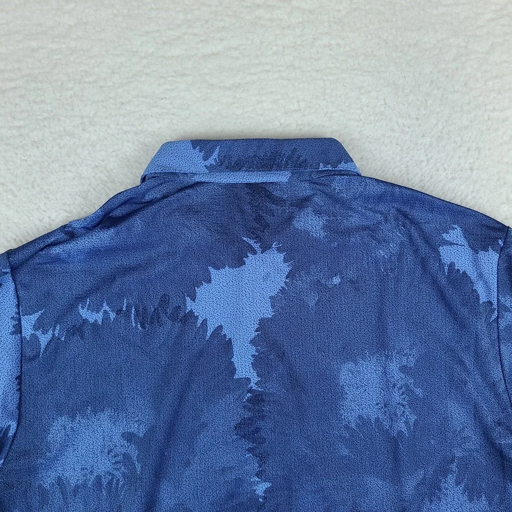 Adidas Polo Shirt Mens XL Blue Floral Breathable Performance Golf Short Sleeve